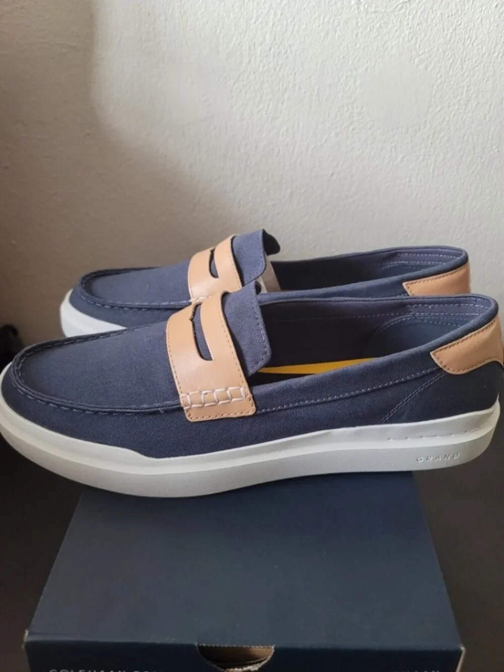 Cole Haan Men's GrandPro Rally Canvas Penny Loafers - Vintage Indigo Canvas NWOB